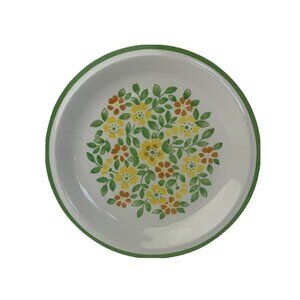 JCPenney Ironstone Dinner Plate Floral Yellow Orange Green MCM 12” Japan